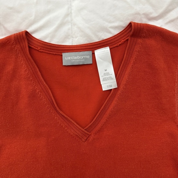 Liz Claiborne Silk Blend Sweater Vest Medium Orange - Picture 2 of 7